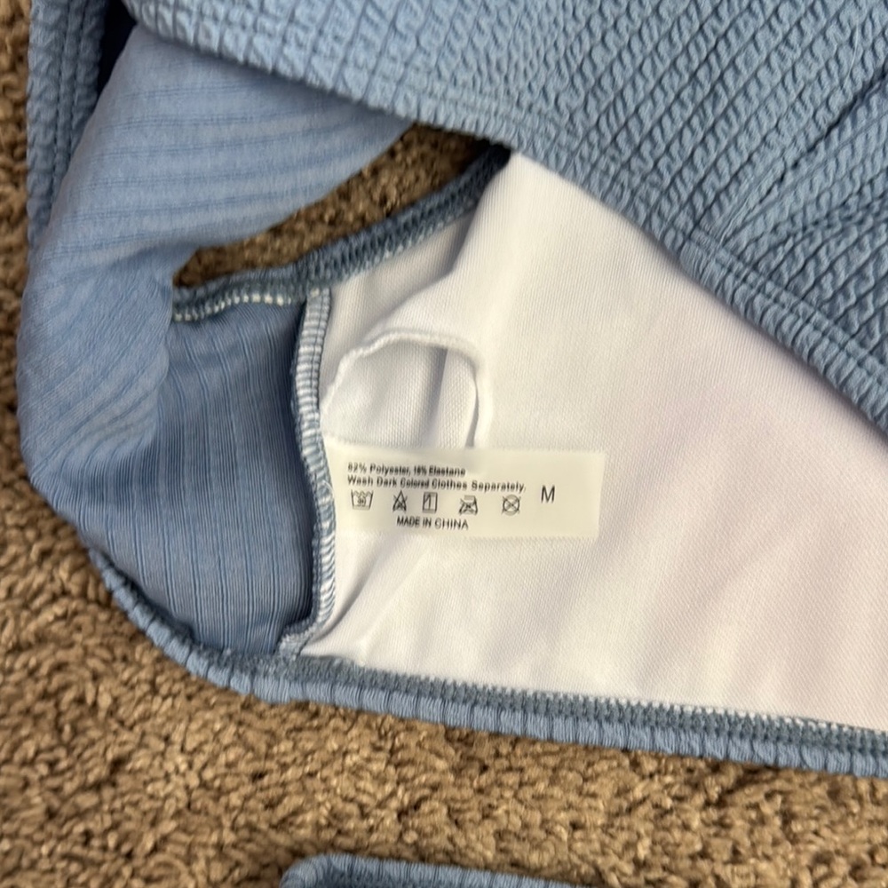 Light Blue Ribbed Bikini Set - Picture 2 of 4